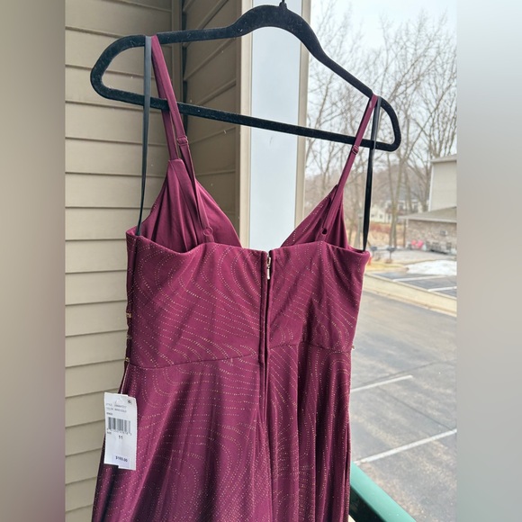 🆕✨ Xtraordinary Burgundy Wine Gold Maxi Dress Size 11 Evening Gown Long Flowy - Picture 13 of 17